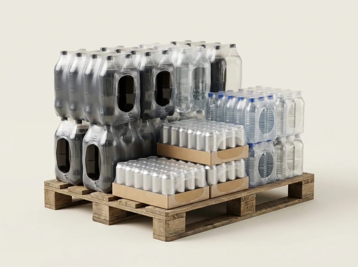 Cajas cerradas combinadas de Coca-Cola, agua mineral, Heineken y Amstel.